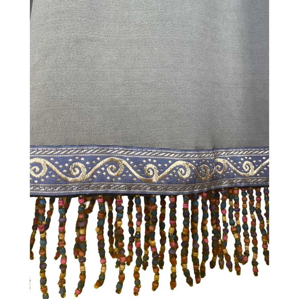 Vintage Barbara Lesser Boho Beaded Fringe Midi Shift Dress Keyhole Back M earthy - Picture 6 of 13